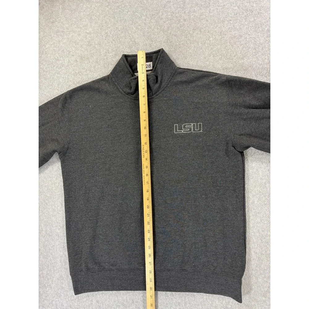LSU Tigers‎ Stitched Logo 1/4 Zip Pullover Sweatshirt (Men's Large) Gray - Picture 9 of 11